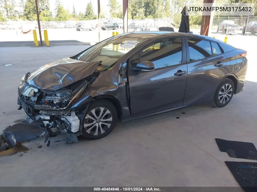 2021 Toyota Prius Prime Le/Xle/Limited VIN: JTDKAMFP5M3175432 Lot: 40484846