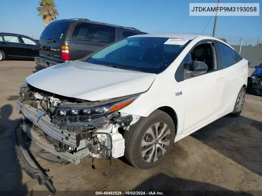 2021 Toyota Prius Prime Xle VIN: JTDKAMFP9M3193058 Lot: 40492529