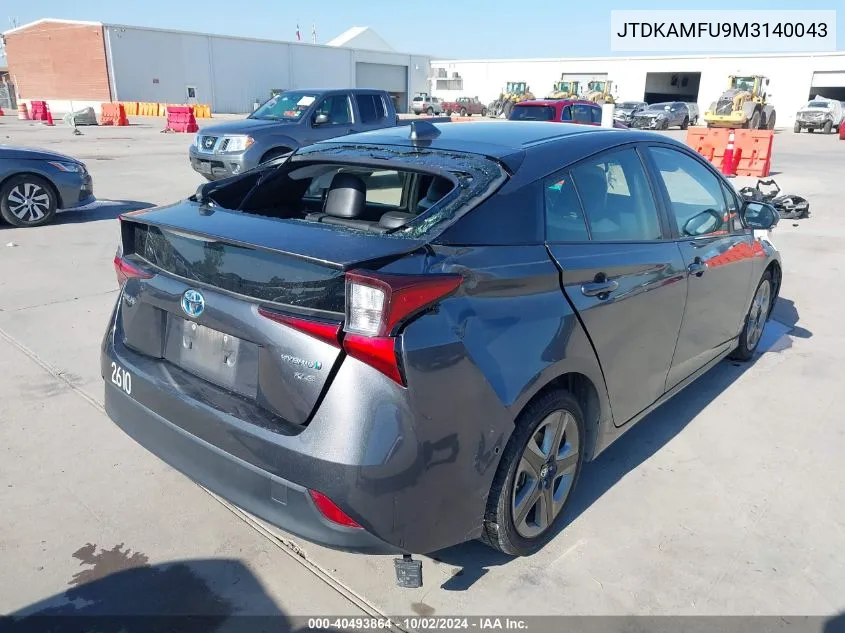 2021 Toyota Prius Xle VIN: JTDKAMFU9M3140043 Lot: 40493864