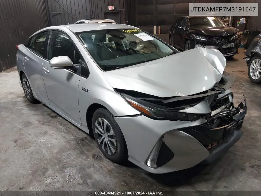 2021 Toyota Prius Prime Xle VIN: JTDKAMFP7M3191647 Lot: 40494921