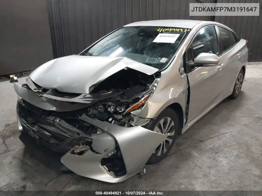 2021 Toyota Prius Prime Xle VIN: JTDKAMFP7M3191647 Lot: 40494921