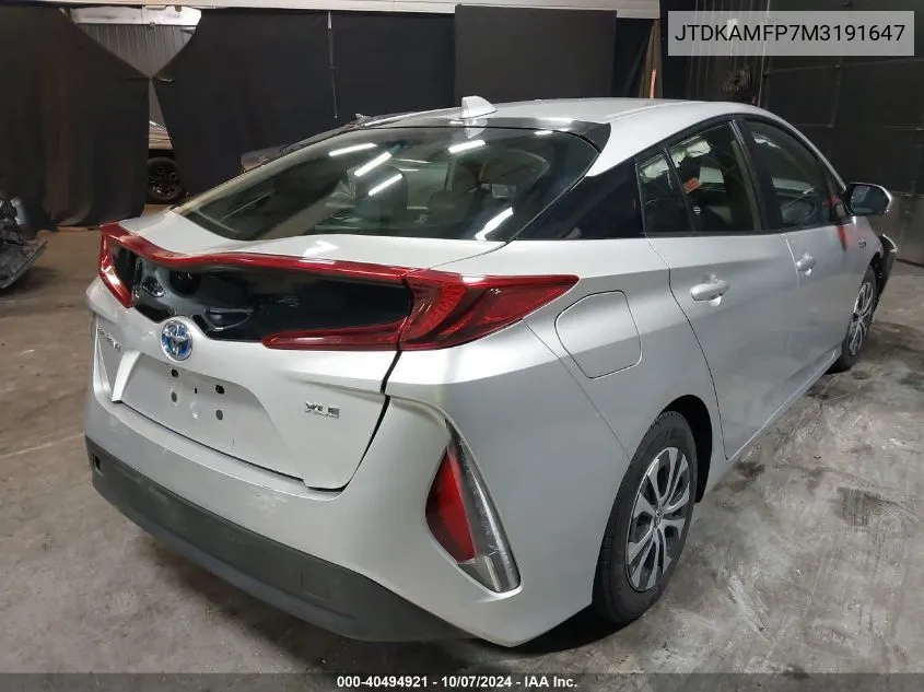 2021 Toyota Prius Prime Xle VIN: JTDKAMFP7M3191647 Lot: 40494921