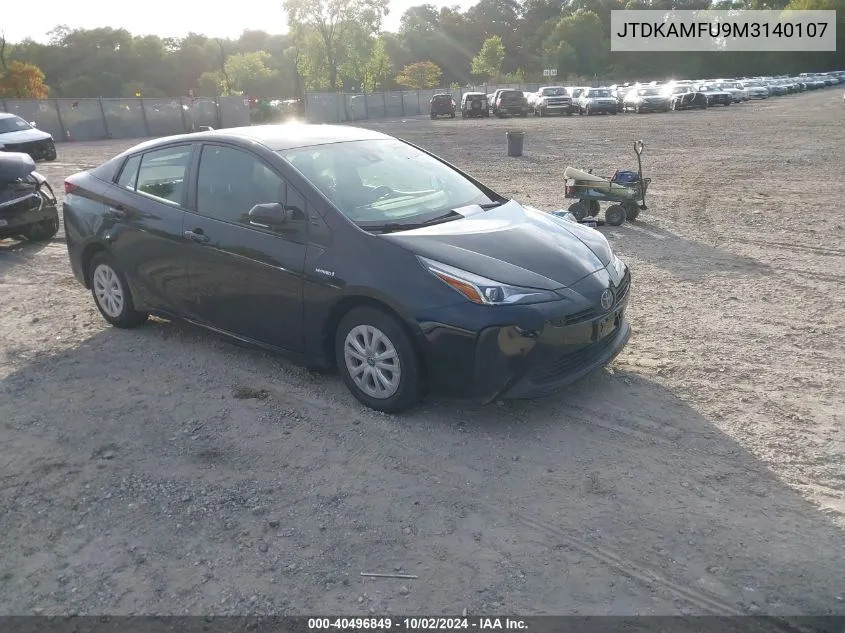 2021 Toyota Prius Le VIN: JTDKAMFU9M3140107 Lot: 40496849