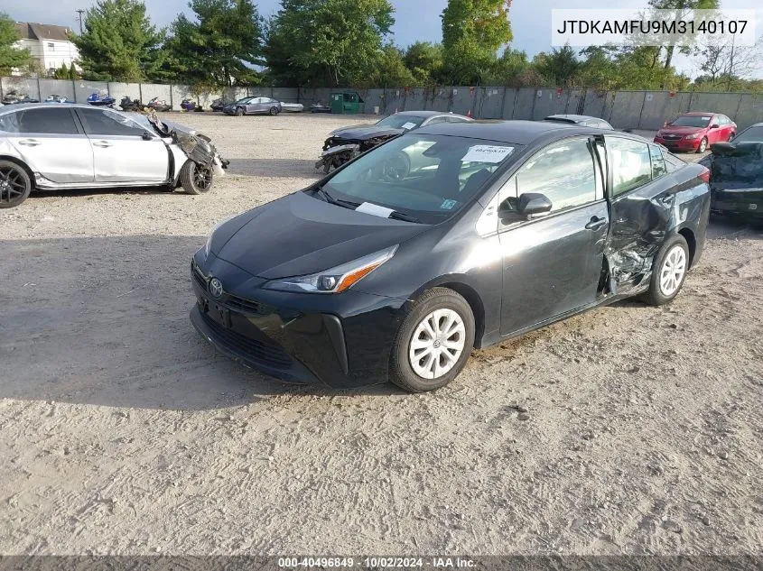 2021 Toyota Prius Le VIN: JTDKAMFU9M3140107 Lot: 40496849