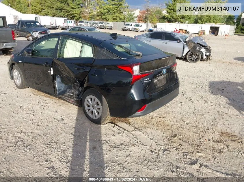 2021 Toyota Prius Le VIN: JTDKAMFU9M3140107 Lot: 40496849