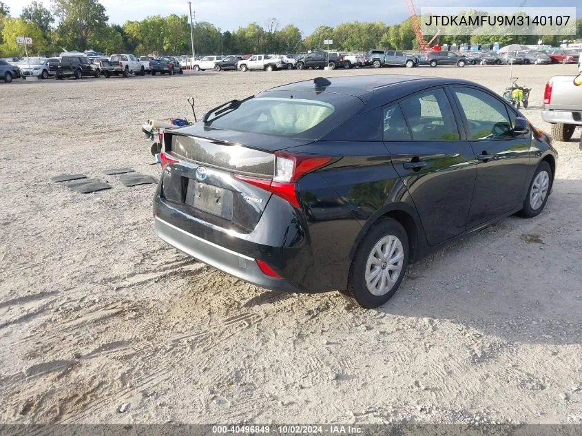 2021 Toyota Prius Le VIN: JTDKAMFU9M3140107 Lot: 40496849