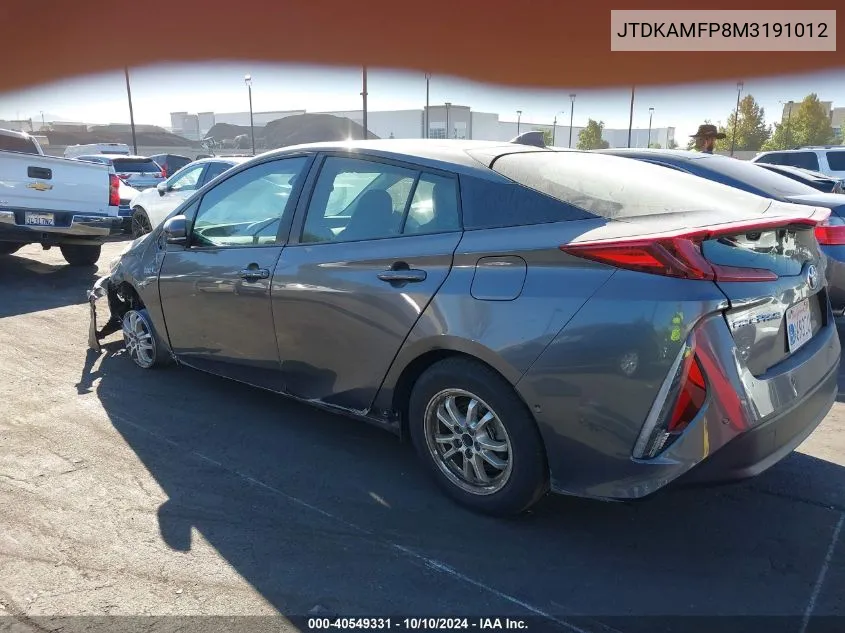 2021 Toyota Prius Prime Limited VIN: JTDKAMFP8M3191012 Lot: 40549331