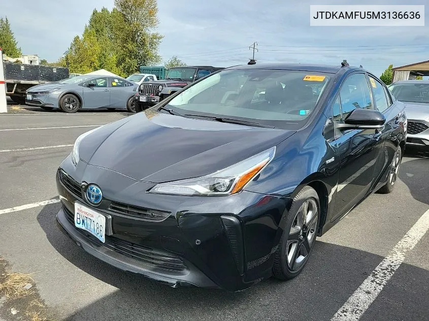 2021 Toyota Prius Xle VIN: JTDKAMFU5M3136636 Lot: 40578233