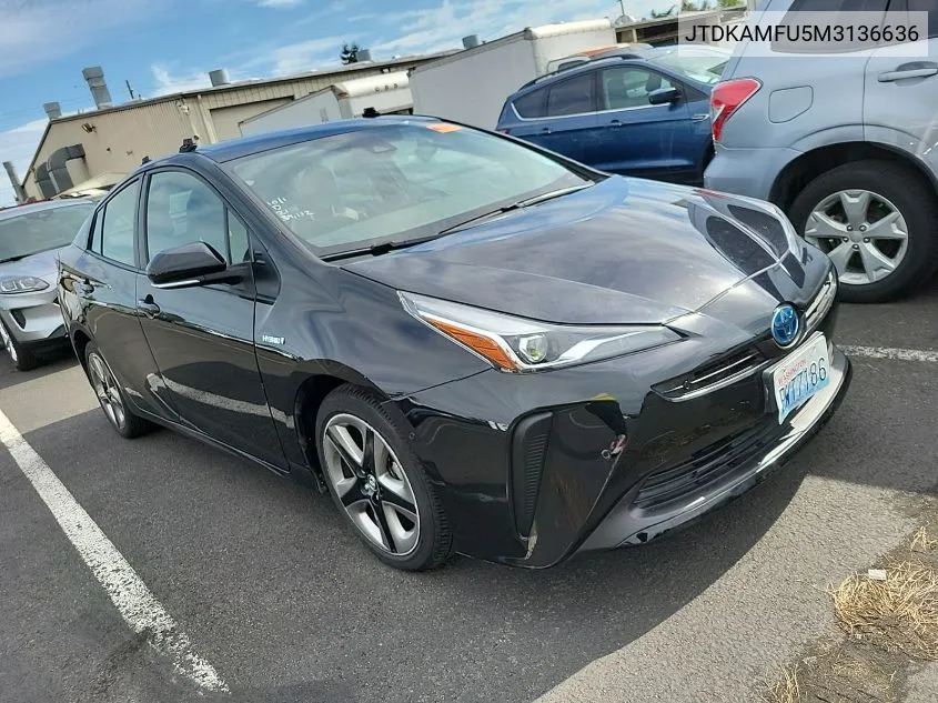 2021 Toyota Prius Xle VIN: JTDKAMFU5M3136636 Lot: 40578233