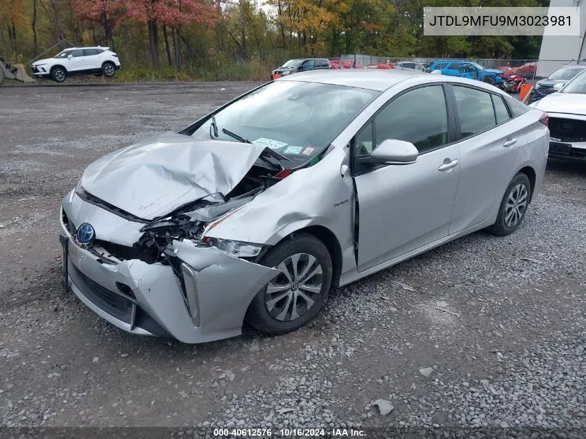 2021 Toyota Prius Le Awd-E VIN: JTDL9MFU9M3023981 Lot: 40612576