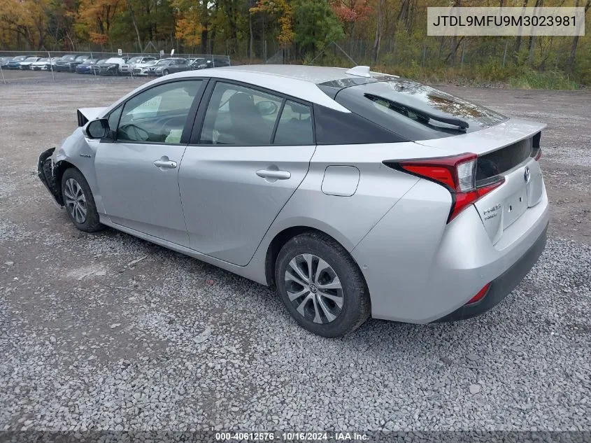 2021 Toyota Prius Le Awd-E VIN: JTDL9MFU9M3023981 Lot: 40612576