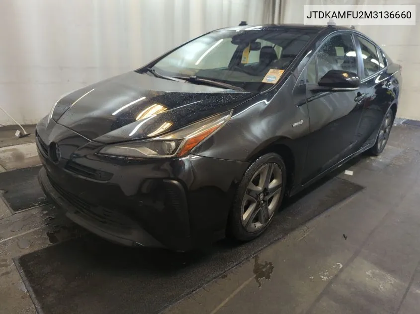 2021 Toyota Prius Xle VIN: JTDKAMFU2M3136660 Lot: 40613774