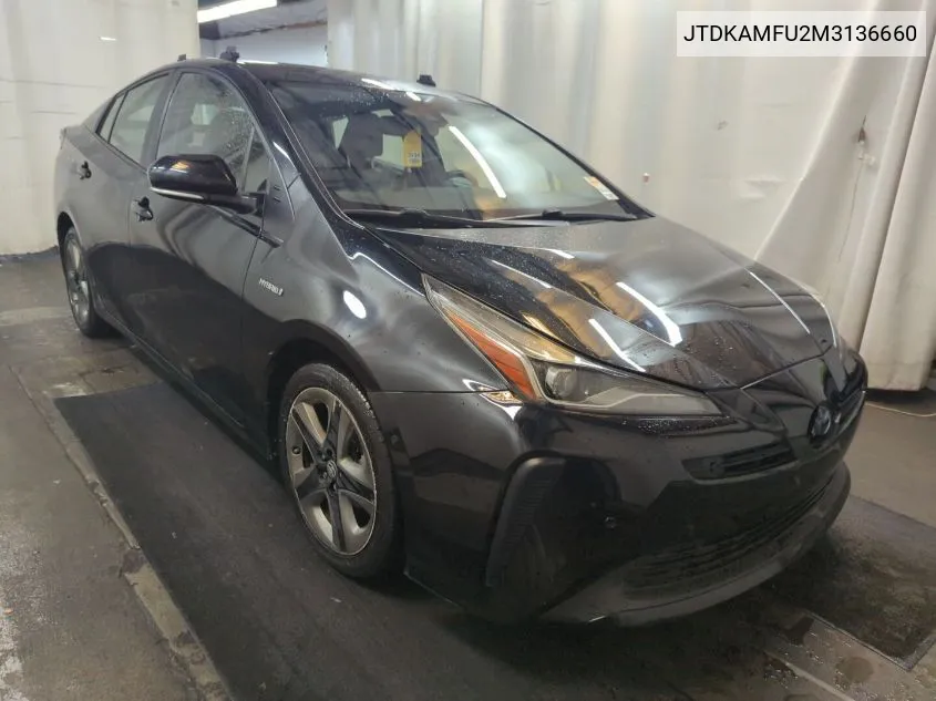 2021 Toyota Prius Xle VIN: JTDKAMFU2M3136660 Lot: 40613774