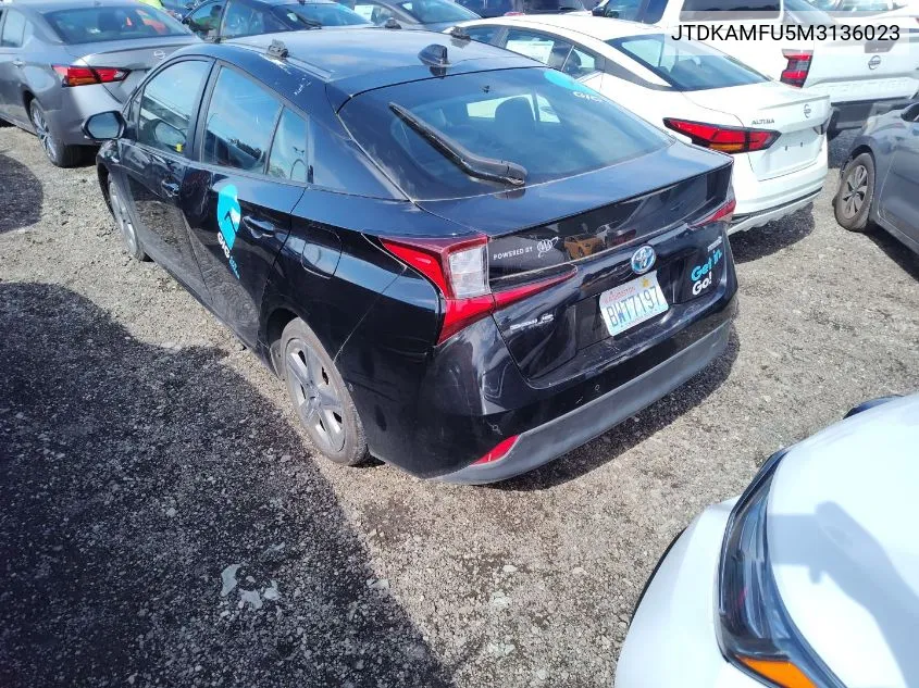 2021 Toyota Prius Xle VIN: JTDKAMFU5M3136023 Lot: 40613775