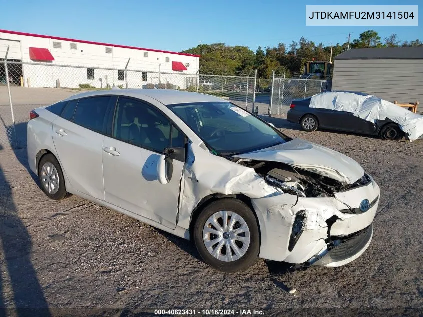 2021 Toyota Prius L Eco VIN: JTDKAMFU2M3141504 Lot: 40623431