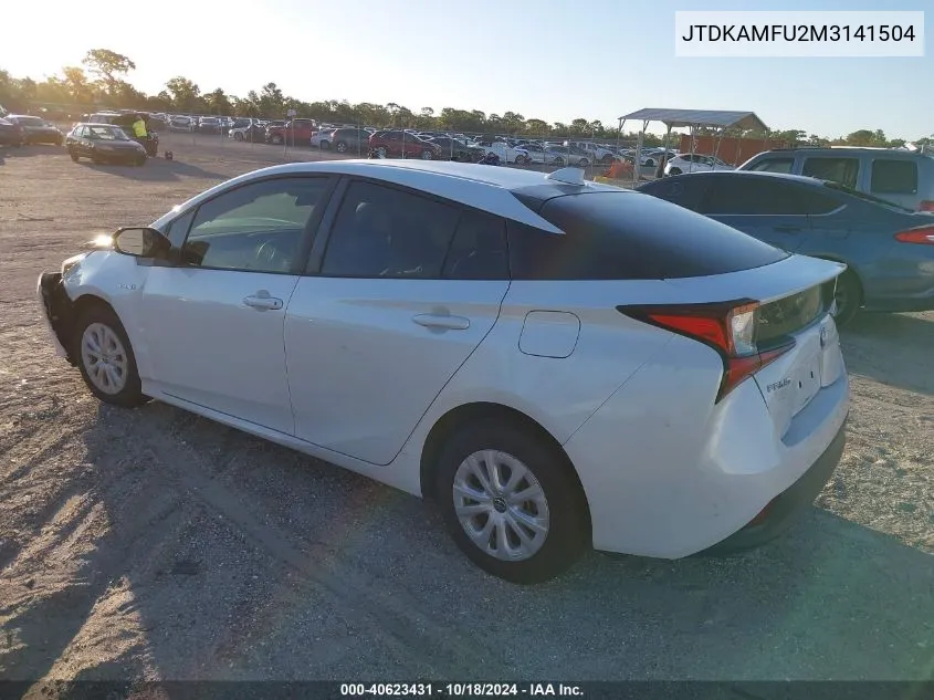 2021 Toyota Prius L Eco VIN: JTDKAMFU2M3141504 Lot: 40623431