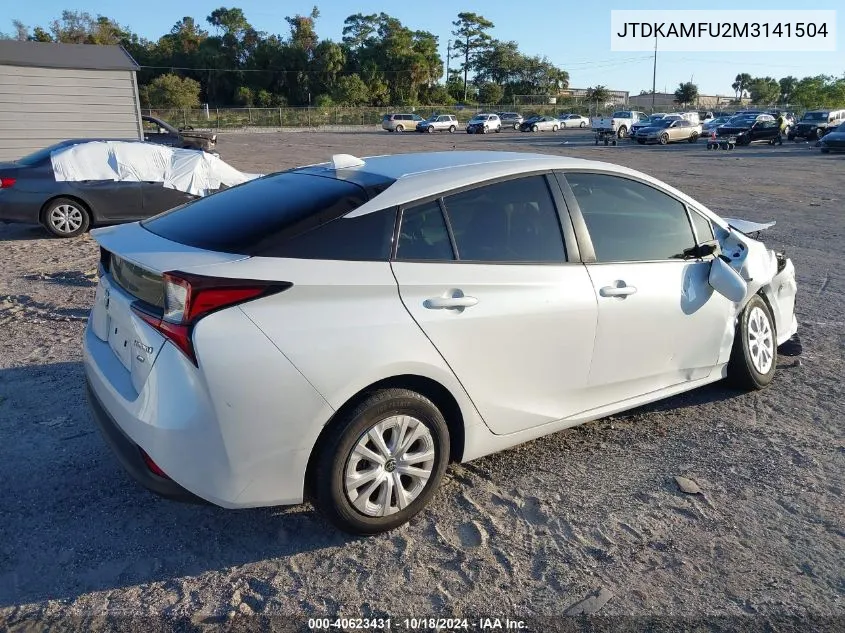 2021 Toyota Prius L Eco VIN: JTDKAMFU2M3141504 Lot: 40623431