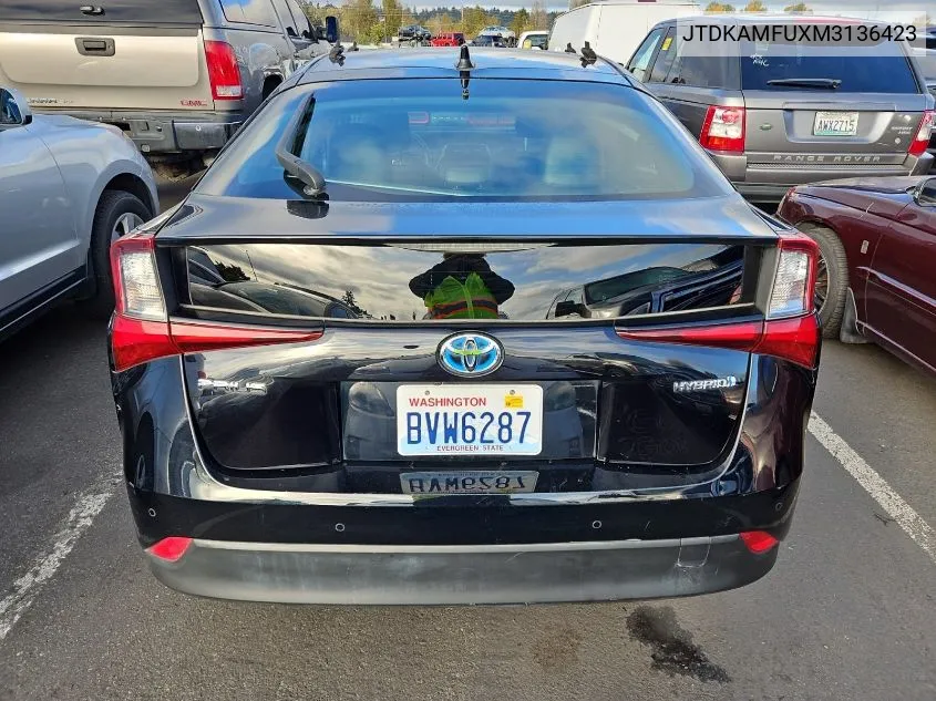 JTDKAMFUXM3136423 2021 Toyota Prius Xle