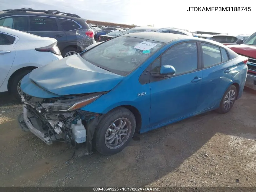 2021 Toyota Prius Prime Limited VIN: JTDKAMFP3M3188745 Lot: 40641225