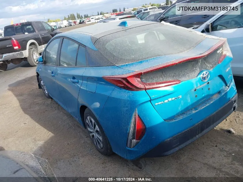 2021 Toyota Prius Prime Limited VIN: JTDKAMFP3M3188745 Lot: 40641225