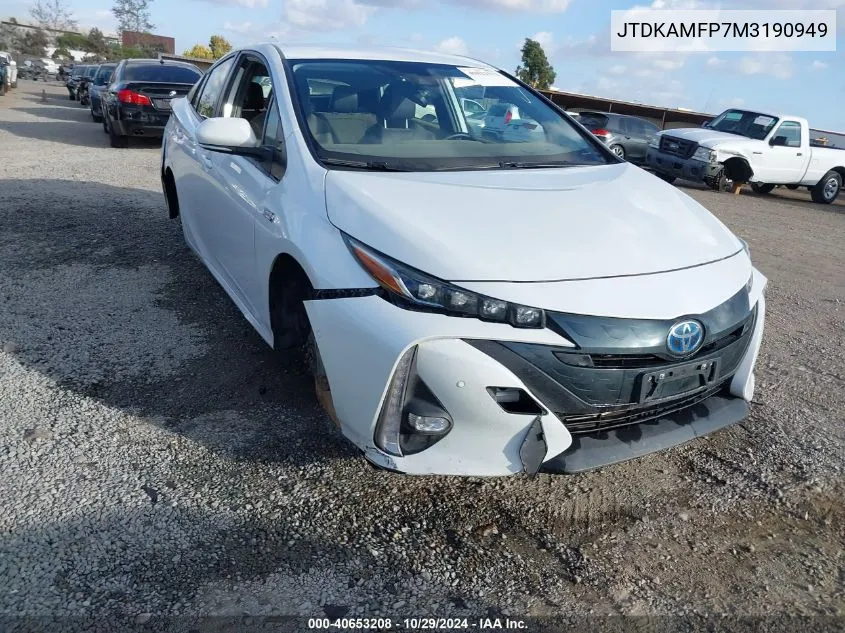 2021 Toyota Prius Prime Limited VIN: JTDKAMFP7M3190949 Lot: 40653208