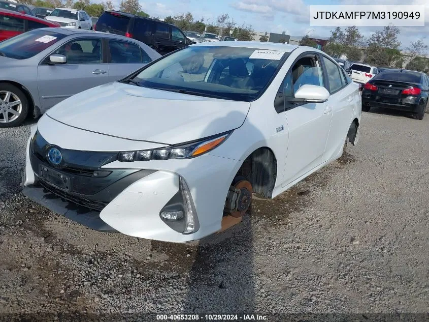 2021 Toyota Prius Prime Limited VIN: JTDKAMFP7M3190949 Lot: 40653208