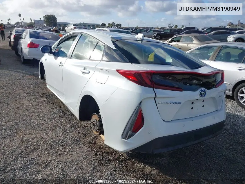 2021 Toyota Prius Prime Limited VIN: JTDKAMFP7M3190949 Lot: 40653208