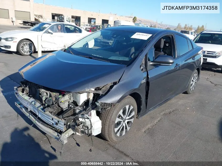 2021 Toyota Prius Prime Le VIN: JTDKAMFP3M3174358 Lot: 40658442