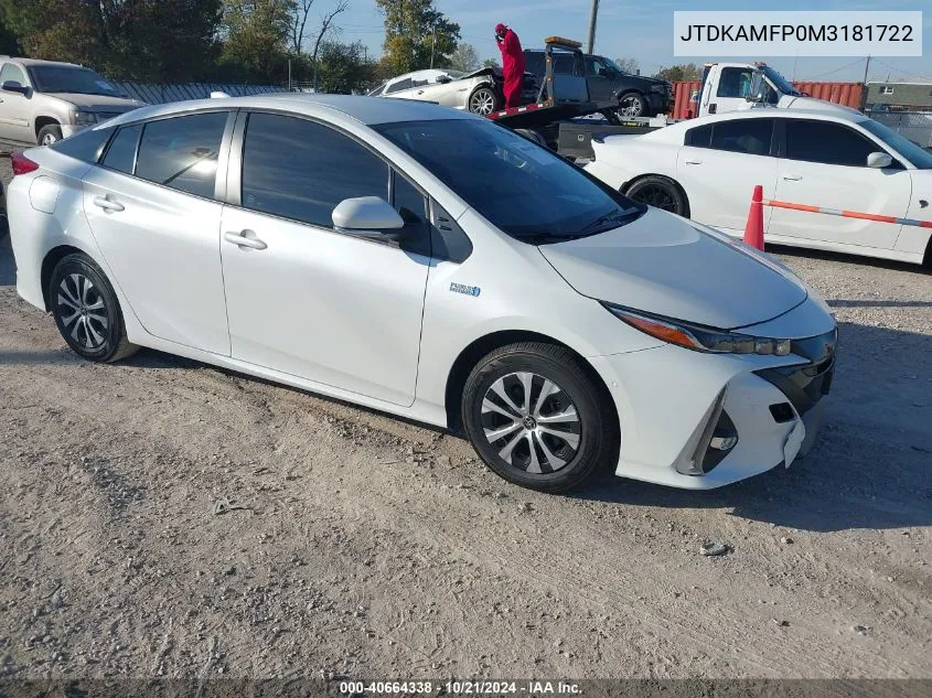 2021 Toyota Prius Prime Limited VIN: JTDKAMFP0M3181722 Lot: 40664338