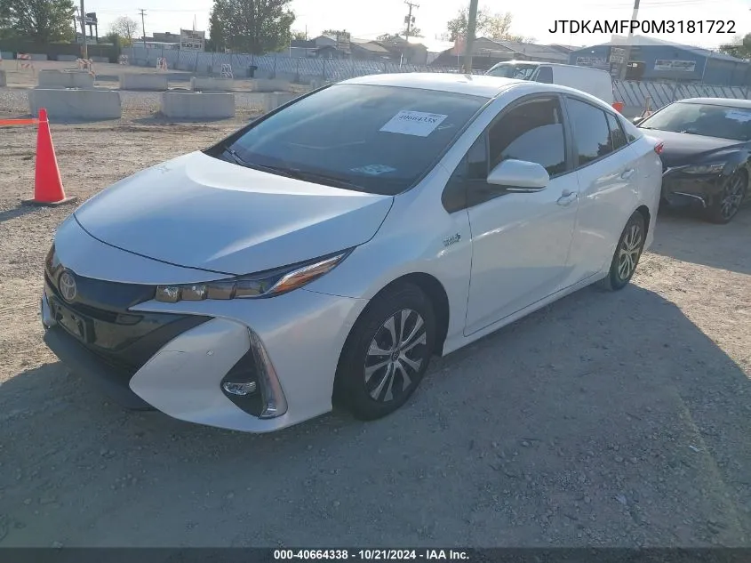 2021 Toyota Prius Prime Limited VIN: JTDKAMFP0M3181722 Lot: 40664338