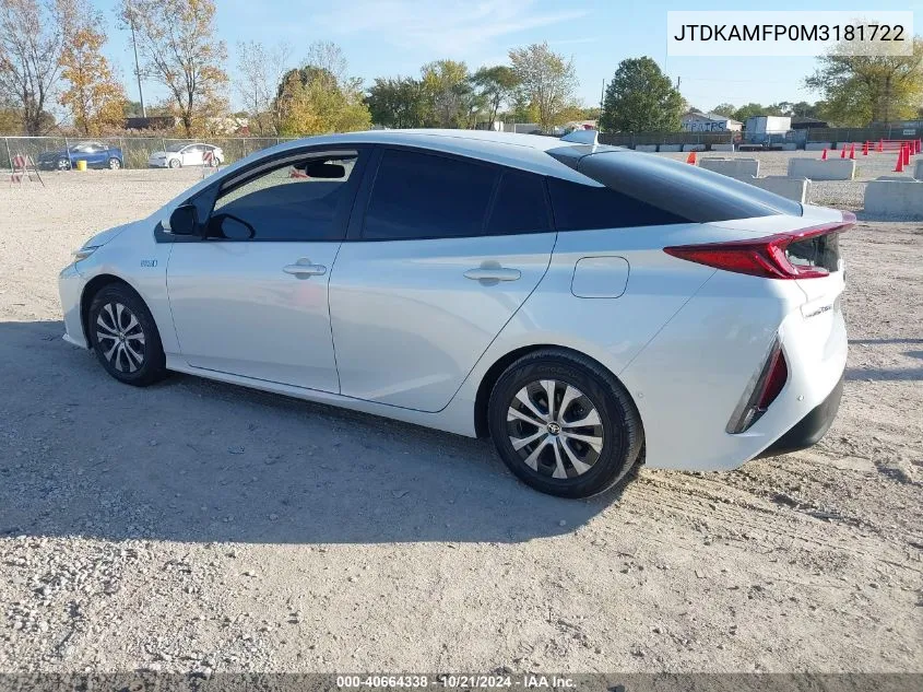 2021 Toyota Prius Prime Limited VIN: JTDKAMFP0M3181722 Lot: 40664338