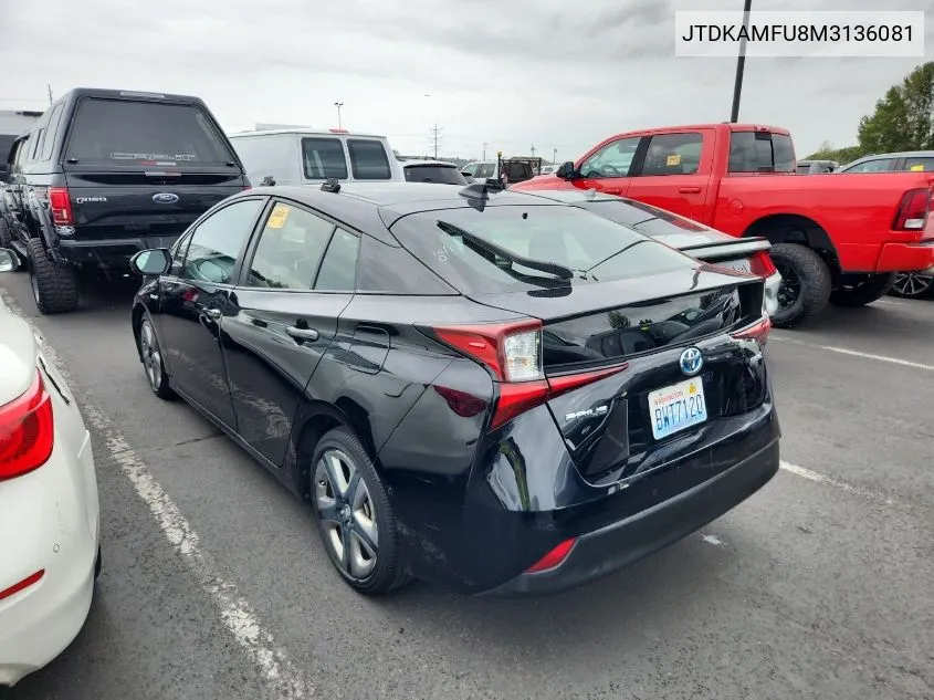 2021 Toyota Prius Xle VIN: JTDKAMFU8M3136081 Lot: 40697099