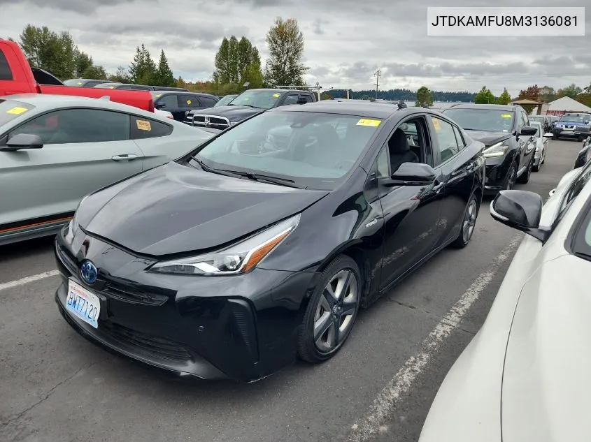 2021 Toyota Prius Xle VIN: JTDKAMFU8M3136081 Lot: 40697099