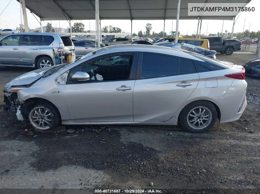 2021 Toyota Prius Prime Xle VIN: JTDKAMFP4M3175860 Lot: 40731687