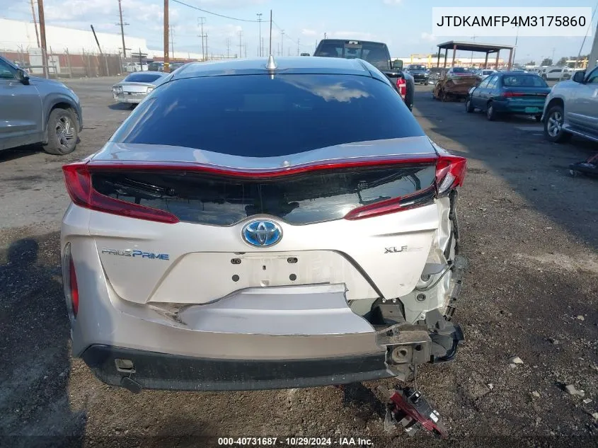 2021 Toyota Prius Prime Xle VIN: JTDKAMFP4M3175860 Lot: 40731687