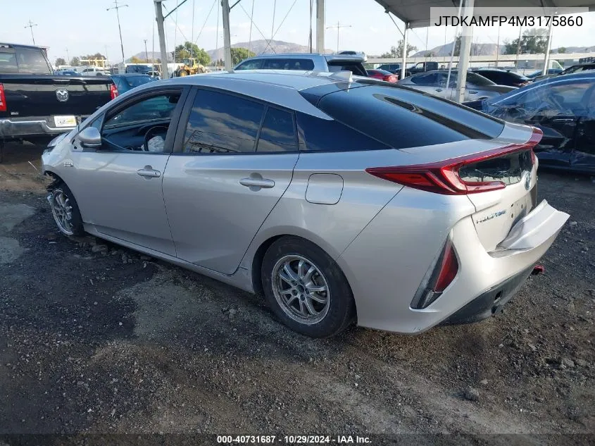 2021 Toyota Prius Prime Xle VIN: JTDKAMFP4M3175860 Lot: 40731687