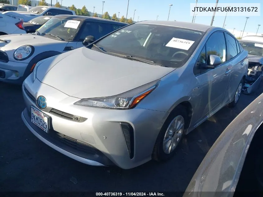 2021 Toyota Prius Le VIN: JTDKAMFU6M3131672 Lot: 40736319