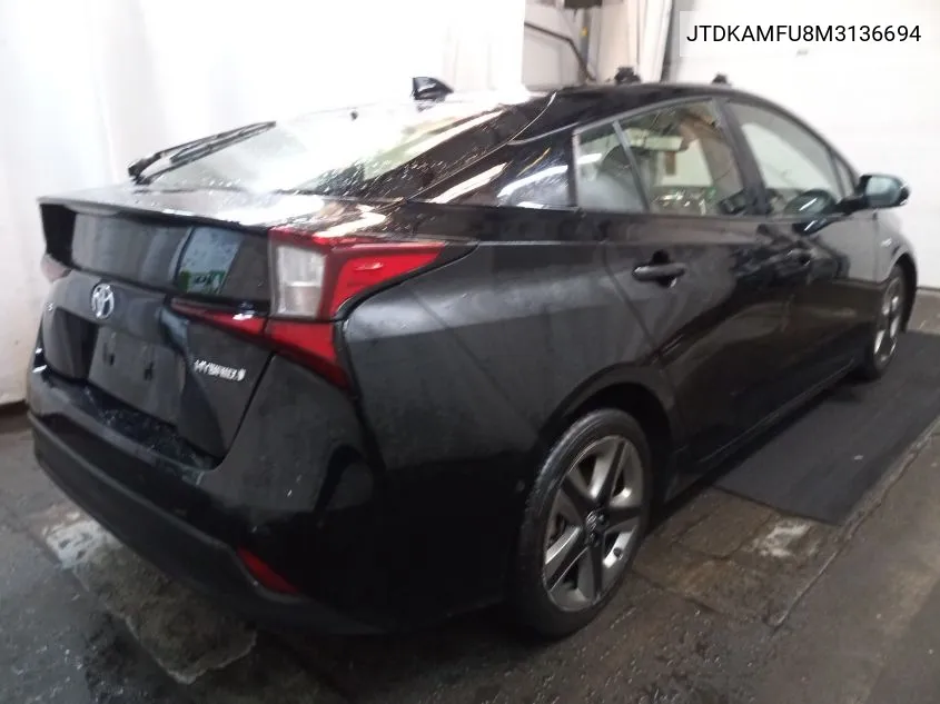 2021 Toyota Prius Special Edition/L/Le/Xle/Limited VIN: JTDKAMFU8M3136694 Lot: 40782466