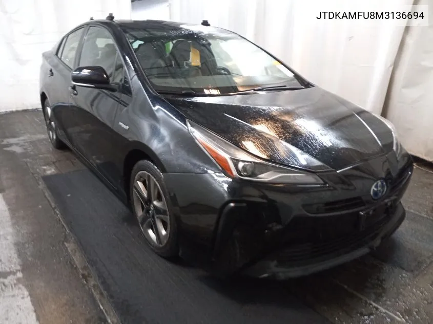 2021 Toyota Prius Special Edition/L/Le/Xle/Limited VIN: JTDKAMFU8M3136694 Lot: 40782466