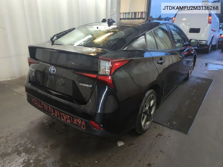 2021 Toyota Prius Special Edition/L/Le/Xle/Limited VIN: JTDKAMFU2M3136268 Lot: 40782850