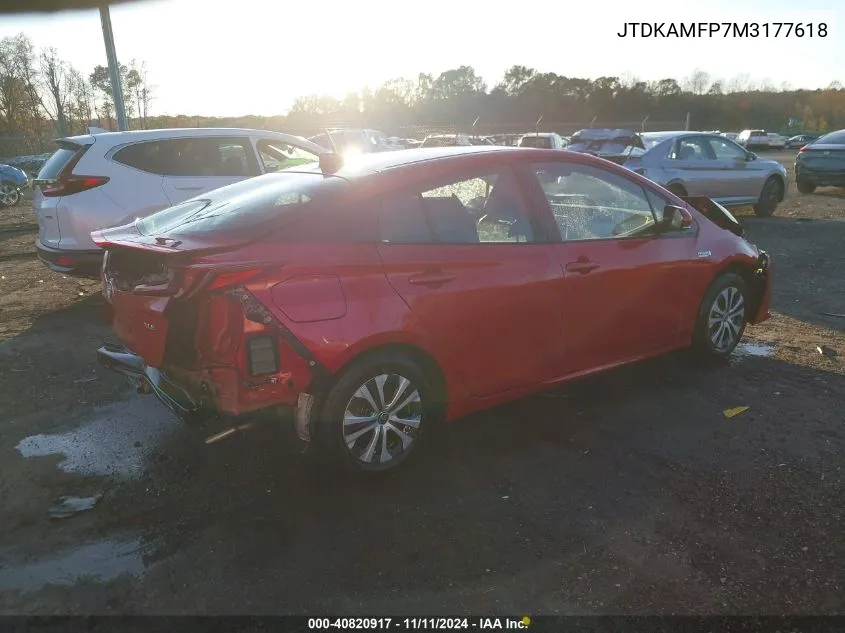 2021 Toyota Prius Prime Xle VIN: JTDKAMFP7M3177618 Lot: 40820917