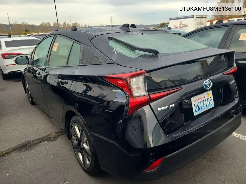 2021 Toyota Prius Special Edition/L/Le/Xle/Limited VIN: JTDKAMFU8M3136100 Lot: 40834343