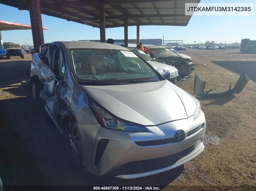 2021 Toyota Prius L Eco VIN: JTDKAMFU3M3142385 Lot: 40857308