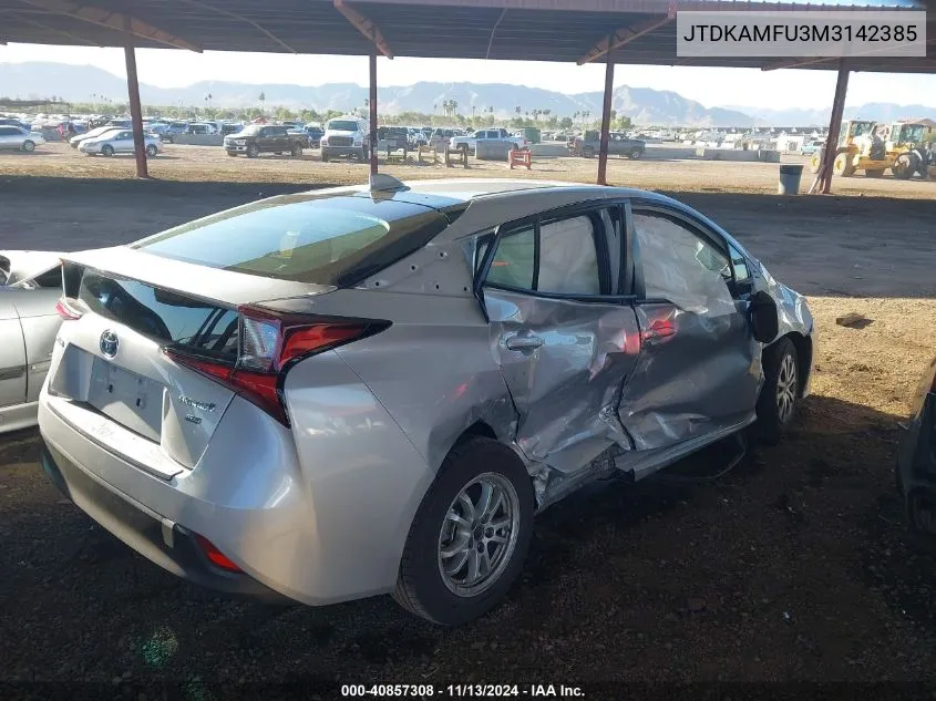 2021 Toyota Prius L Eco VIN: JTDKAMFU3M3142385 Lot: 40857308