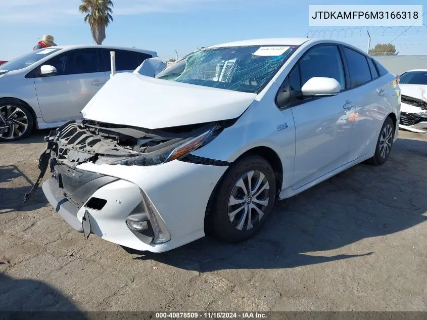 2021 Toyota Prius Prime Limited VIN: JTDKAMFP6M3166318 Lot: 40878509