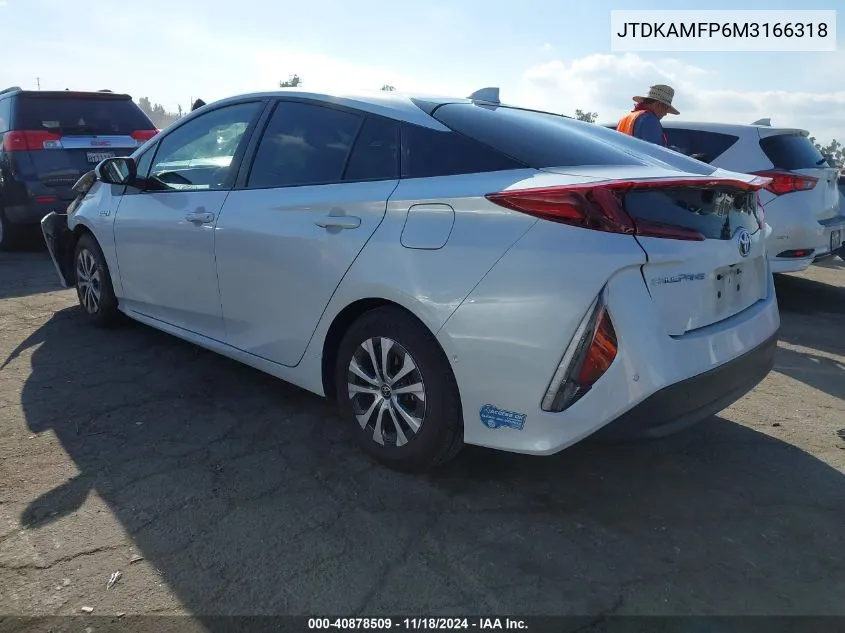 2021 Toyota Prius Prime Limited VIN: JTDKAMFP6M3166318 Lot: 40878509