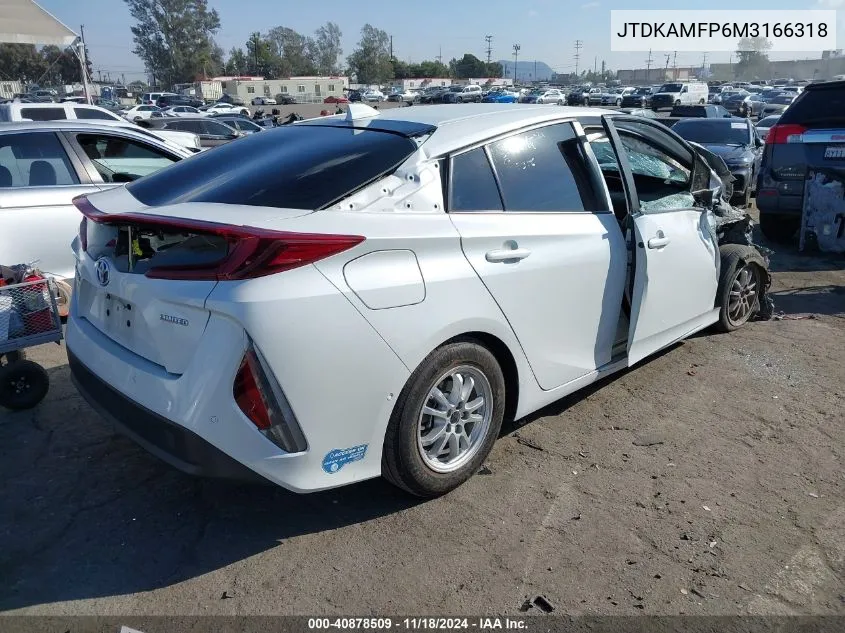 2021 Toyota Prius Prime Limited VIN: JTDKAMFP6M3166318 Lot: 40878509