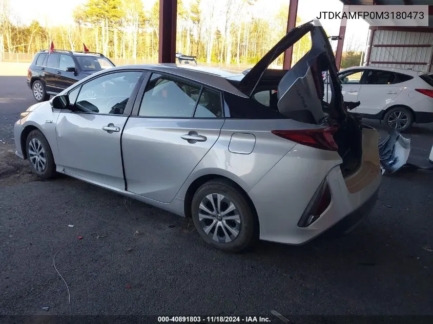 2021 Toyota Prius Prime Le VIN: JTDKAMFP0M3180473 Lot: 40891803