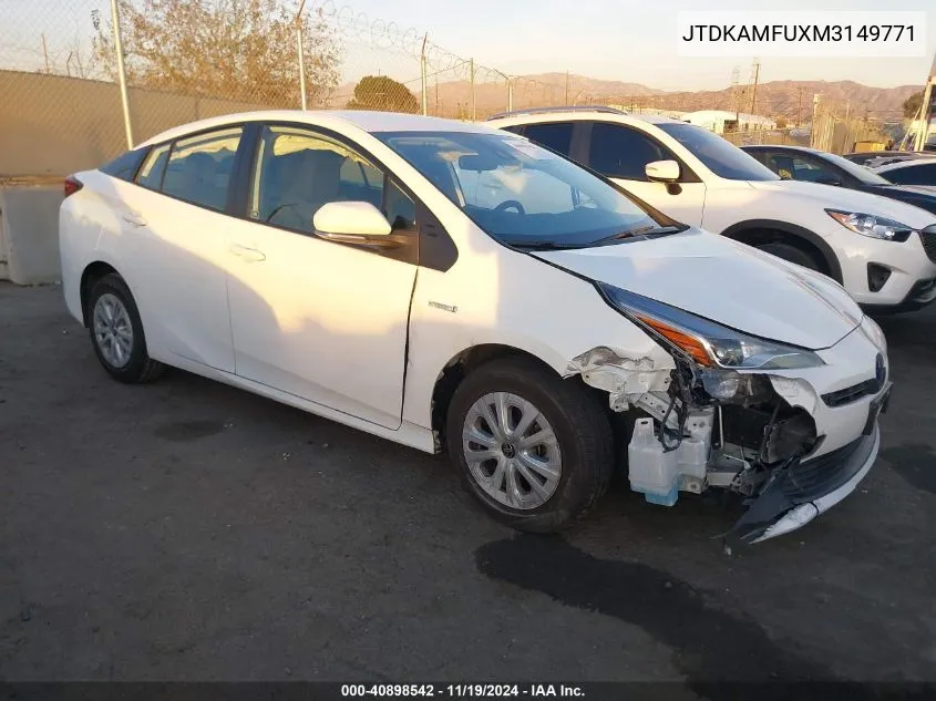 2021 Toyota Prius Le VIN: JTDKAMFUXM3149771 Lot: 40898542