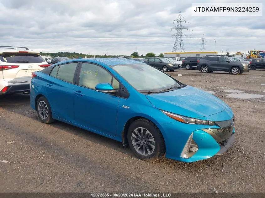 2022 Toyota Prius Prime Upgrade VIN: JTDKAMFP9N3224259 Lot: 12072585